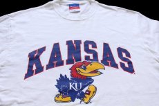 画像3: 00s Championチャンピオン KANSAS マスコット コットン 長袖Tシャツ 白 M (3)