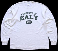 画像1: 00s PROPERTY OF EALY XXL 三段中抜きプリント コットン 長袖Tシャツ 白 XL (1)