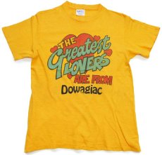 画像2: 80s USA製 Hanes THE greatest LOVERS ARE FROM Dowagiac ハート コットンTシャツ 濃黄 M (2)