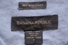 画像4: 00s BANANA REPUBLICバナナリパブリック 無地 半袖 アイリッシュ リネン オープンカラーシャツ ブルーグレー (4)