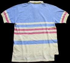 画像2: 90s IZOD LACOSTE ラコステ マルチカラー コットン 鹿の子 ポロシャツ サックス×イエロー×レッド (2)