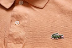 画像5: 80s フランス製 LACOSTE ラコステ ワンポイント コットン 鹿の子 ポロシャツ 薄オレンジ 5★190 (5)