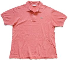 画像1: 70s フランス製 CHEMISE LACOSTE ラコステ ワンポイント コットン 鹿の子 ポロシャツ ピンク 5★183 (1)