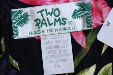 画像4: デッドストック★ハワイ製 TWO PALMS フラワー柄 レーヨン アロハ ワンピース 黒 14 (4)