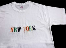 画像1: 90s USA製 NEW YORK 刺繍 コットンTシャツ 白 M (1)