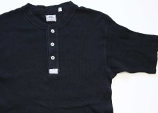 画像1: 90s イタリア製 Levi'sリーバイス ヘンリーネック コットン リブTシャツ 黒 L★ユーロ (1)