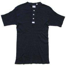 画像2: 90s イタリア製 Levi'sリーバイス ヘンリーネック コットン リブTシャツ 黒 L★ユーロ (2)