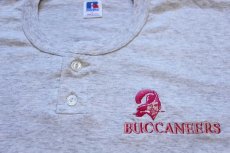 画像4: 80s USA製 RUSSELLラッセル NFL BUCCANEERS 刺繍 ヘンリーネック Tシャツ 杢ライトグレー L (4)