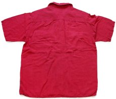 画像2: 90s GAPギャップ 無地 半袖 リネン×レーヨン オープンカラーシャツ 濃赤 フェード (2)