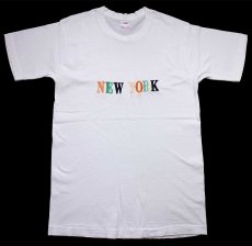 画像2: 90s USA製 NEW YORK 刺繍 コットンTシャツ 白 M (2)