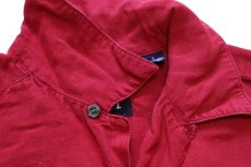 画像4: 90s GAPギャップ 無地 半袖 リネン×レーヨン オープンカラーシャツ 濃赤 フェード (4)
