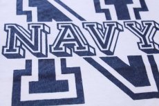 画像4: 80s U.S.NAVY ロゴ ステンシル リンガーTシャツ 白×ナス紺 (4)