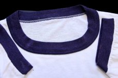 画像6: 80s U.S.NAVY ロゴ ステンシル リンガーTシャツ 白×ナス紺 (6)