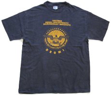 画像2: 90s USA製 Hanes DEOMI ひび割れプリント コットンTシャツ 黒 フェード L (2)