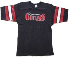 画像2: 80s USA製 OKLAHOMA OUTLAWS Vネック コットン フットボールTシャツ 黒 フェード L (2)