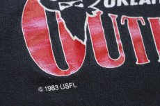 画像5: 80s USA製 OKLAHOMA OUTLAWS Vネック コットン フットボールTシャツ 黒 フェード L (5)