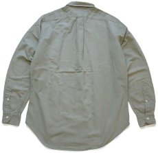 画像2: 00s ラルフローレン CLASSIC FIT ワンポイント ボタンダウン オックスフォード コットン×シルクシャツ グリーングレー S (2)