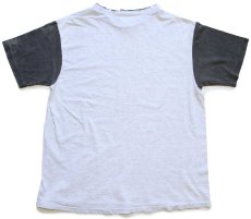 画像3: 90s USA製 無地 ツートン 切り替え レイヤードネック コットンTシャツ 杢ライトグレー×薄黒 フェード ボロ XL (3)