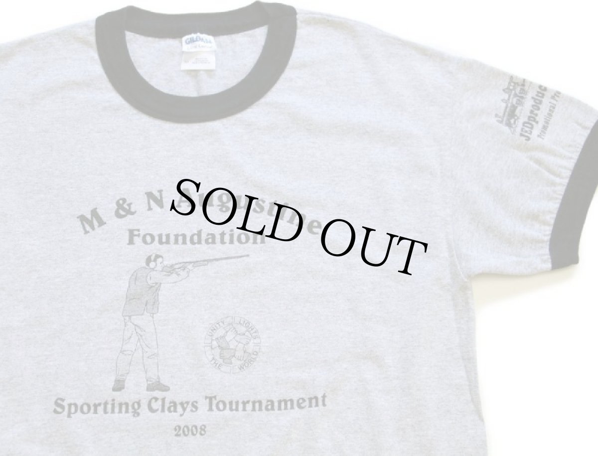 画像1: 00s M&N Augustine Foundation Sporting Clays Tournament リンガーTシャツ 杢グレー×黒 M (1)