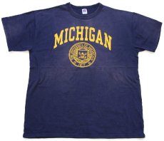 画像2: 80s USA製 RUSSELLラッセル MICHIGAN コットンTシャツ ナス紺 フェード XL (2)