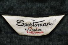 画像4: 50s USA製 Sportsman California ストライプ イタリアンカラー 半袖 レーヨンシャツ 深緑×黒 L (4)