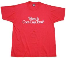 画像2: 90s USA製 Where Is Coca-Cola, Texas? コカコーラ ひび割れプリント Tシャツ 赤 L (2)