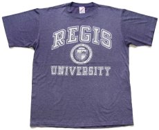 画像2: 80s USA製 REGIS UNIVERSITY ひび割れプリント Tシャツ 杢ナス紺 フェード L (2)