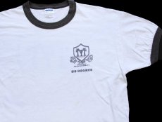 画像1: 00s TACO MAC BREWNIVERSITY 両面プリント コットン リンガーTシャツ 白×薄黒 L (1)