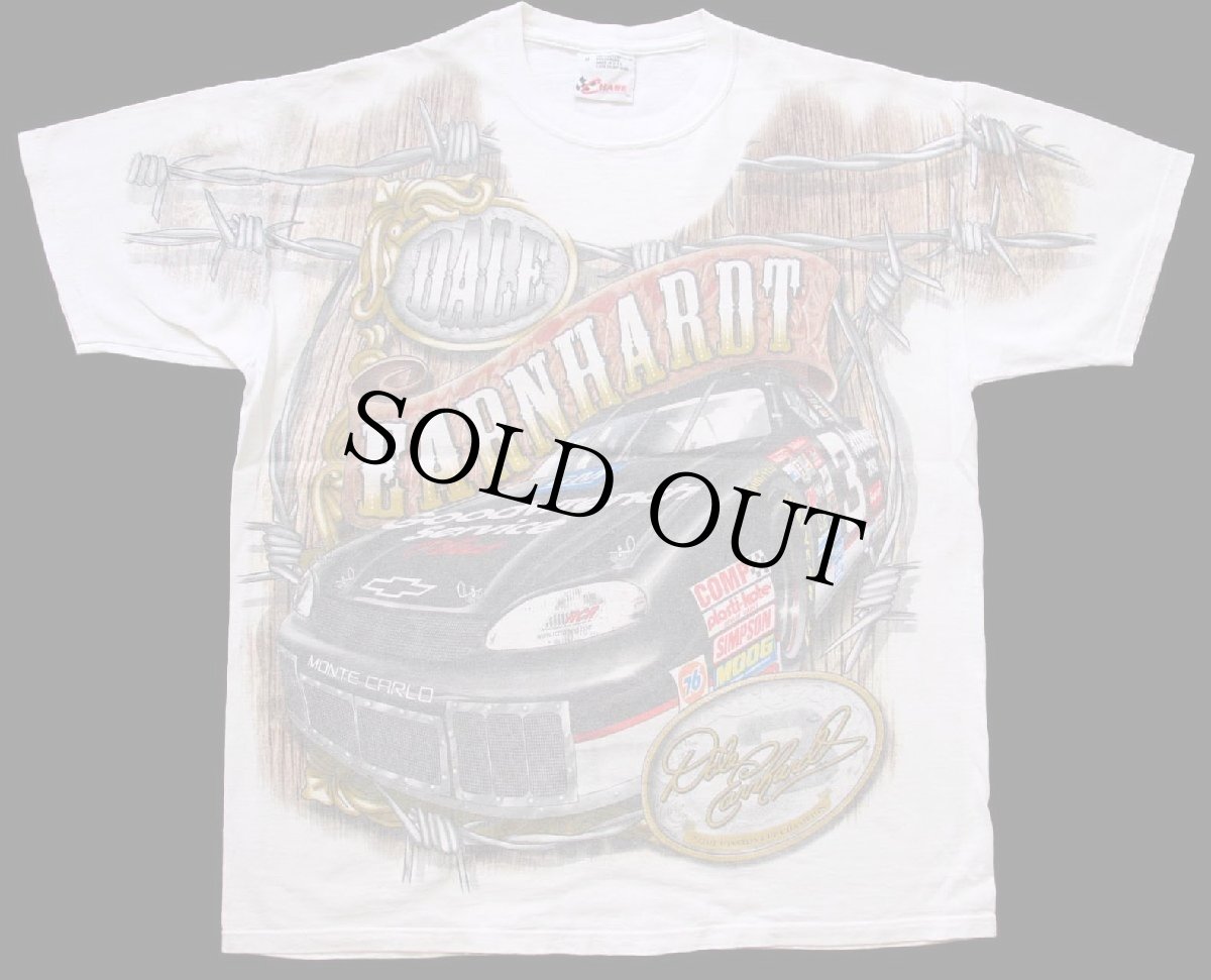 画像1: 90s USA製 NASCAR DALE EARNHARDT INTIMIDATOR オールオーバープリント コットンTシャツ アイボリー M (1)