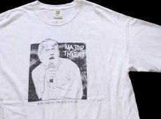 画像1: MAJOR THREAT SCREAMING ABOUT A WALL ドナルド トランプ イラスト コットンTシャツ 白 XL (1)