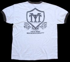 画像3: 00s TACO MAC BREWNIVERSITY 両面プリント コットン リンガーTシャツ 白×薄黒 L (3)