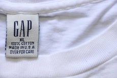 画像4: 90s USA製 GAPギャップ 二段中抜きプリント コットンTシャツ 白 XL (4)