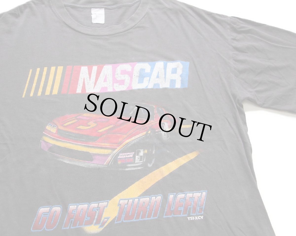 画像1: 90s NASCAR GO FAST,TURN LEFT! コットンTシャツ 黒 フェード (1)