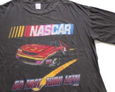 画像1: 90s NASCAR GO FAST,TURN LEFT! コットンTシャツ 黒 フェード (1)