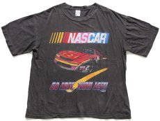 画像2: 90s NASCAR GO FAST,TURN LEFT! コットンTシャツ 黒 フェード (2)