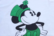 画像4: 00s Walt Disney World ディズニー ミッキー マウス クローバー コットン リンガーTシャツ 白×緑 XL (4)