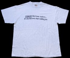 画像2: 90s USA製 FORGET Hurricane Andrew... メッセージ コットンTシャツ 杢ライトグレー XL (2)