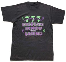 画像2: 90s 777 MESQUAKI BINGO and CASINO カジノ Tシャツ 黒 フェード (2)