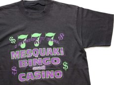 画像1: 90s 777 MESQUAKI BINGO and CASINO カジノ Tシャツ 黒 フェード (1)