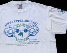 画像1: 90s ADFPA UPPER MIDWEST BENCH PRESS CHAMPIONSHIPS ベンチプレス コットンTシャツ 白 L (1)