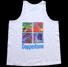 画像3: 90s USA製 Coppertone ロゴ アート 両面プリント タンクトップ 白 XL (3)