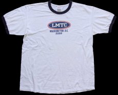 画像2: 00s LMTC WASHINGTON,D.C.2002 ワシントンDC ひび割れプリント コットン リンガーTシャツ 白×ナス紺 XL (2)