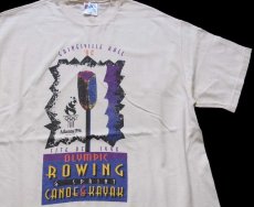 画像1: 90s USA製 Hanes Atlanta 1996 OLYMPICオリンピック ROWING CANOE&KAYAK コットンTシャツ 生成り L (1)