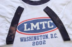 画像5: 00s LMTC WASHINGTON,D.C.2002 ワシントンDC ひび割れプリント コットン リンガーTシャツ 白×ナス紺 XL (5)