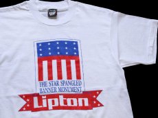 画像1: 90s USA製 THE STAR SPANGLED BANNER MONUMENT Lipton 星条旗 Tシャツ 白 M (1)