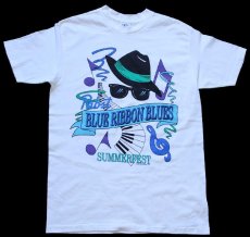 画像2: 90s USA製 Pabst BLUE RIBBON BLUES SUMMERFEST アート コットンTシャツ 白 M (2)