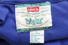 画像4: 90s Levi'sリーバイス ワンポイント ロゴ刺繍 ヘンリーネック コットンTシャツ 青 L (4)