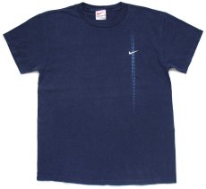 画像2: 00s NIKEナイキ スウッシュ コットンTシャツ 紺 M (2)