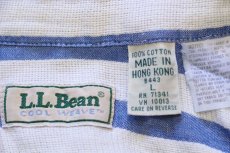 画像4: 90s L.L.Bean COOL WEAVE ストライプ 半袖 コットンシャツ 青×白 L (4)