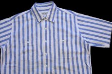 画像3: 90s L.L.Bean COOL WEAVE ストライプ 半袖 コットンシャツ 青×白 L (3)
